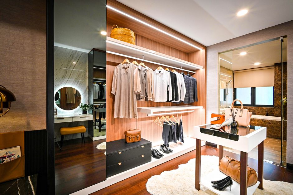 Luxurious custom walk-in closet interior
